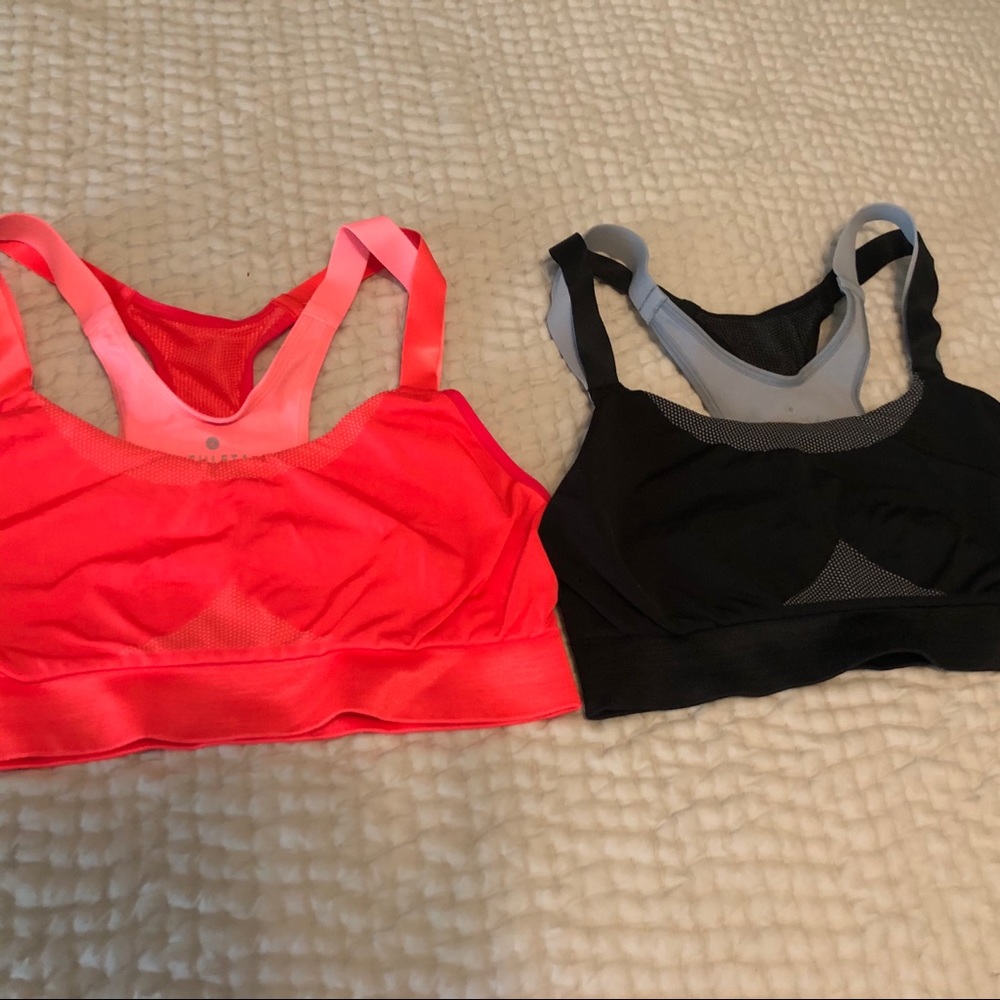 2 Athleta Sports Bras Size M - Coral and Black